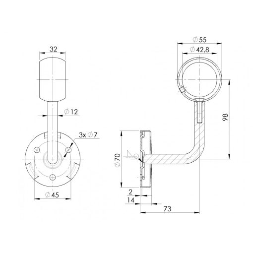 gyűrűskonzol falikapaszkodóhoz takaró rozettával