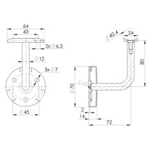 fali kapaszkodótrató takaró rozettával 42,4mm-es csőhöz