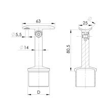 Kapaszkodótartó csuklós D=42.4/42.4mm